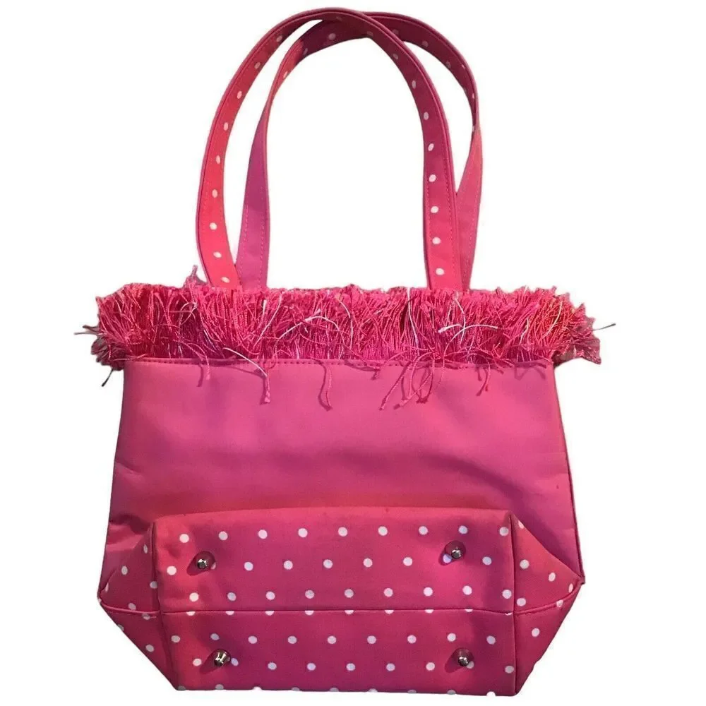 Pink Frog Tote Bag | Kids Purse | Polka Dots & Bow | Cute Girls Bag